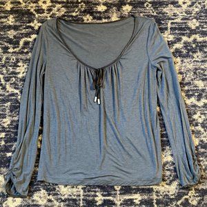 Vintage John Galliano semi sheer long sleeve shirt - Slate Blue - Size Large